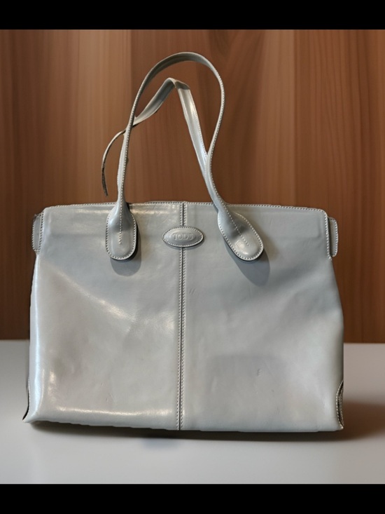 Tod's Handbags - TOD'S Light Gray Leather Structured Solid Tote Bag : USED